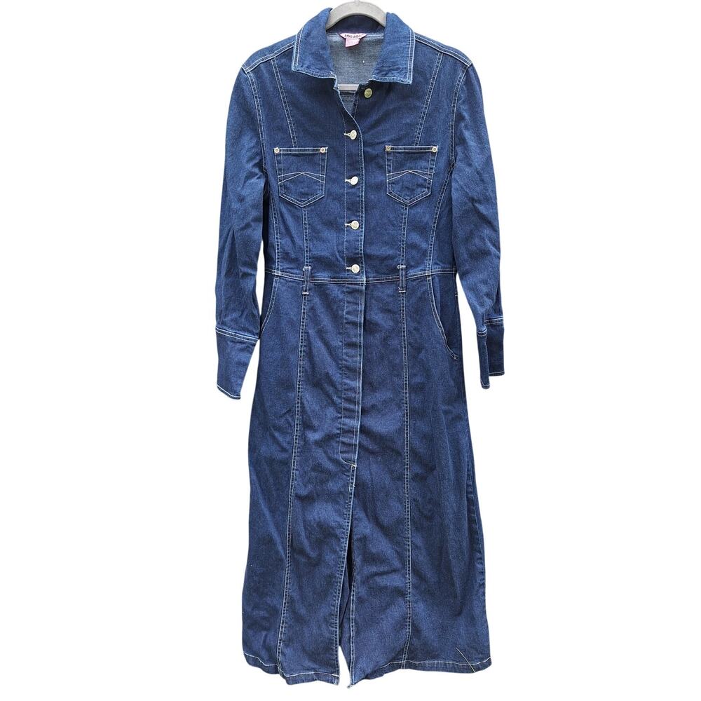 Joujou Y2K Vintage full button down denim dress long sleeve western cowgirl